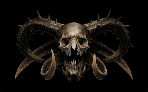 1680x1050 Digital Art Creature Skull Horns Demon Fangs Teeth Devils