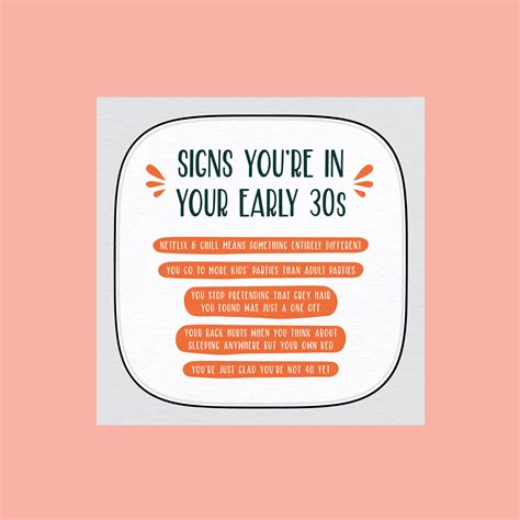 Signs Youre In Your 30s Funny Birthday Card Early 30s Etsy Uk