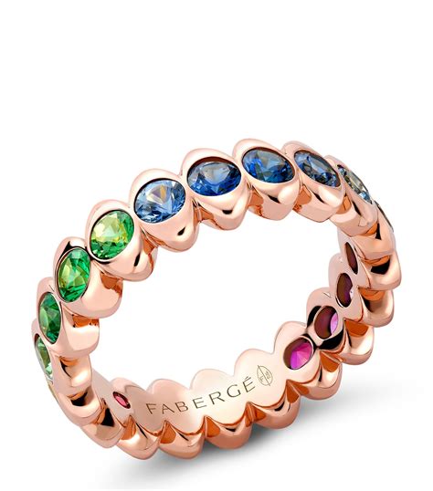 Rose Gold And Rainbow Sapphire Cosmic Curve Eternity Ring