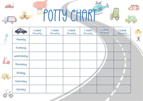 Cars Potty Chart Printable Potty Chart Pdf Vehicles Potty Etsy