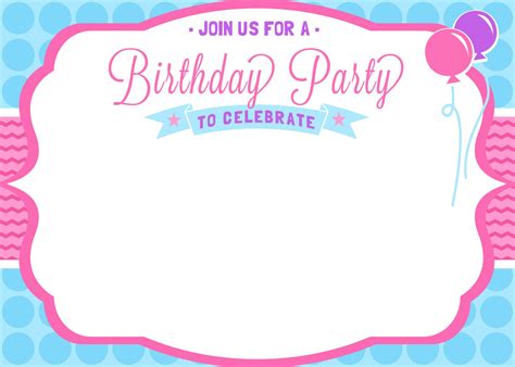Blank Birthday Invitations For Free Birthday Party Invitation