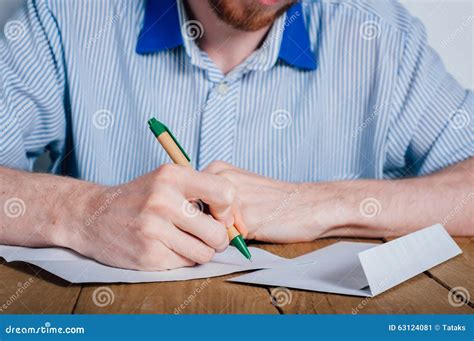 Young Man Writing Letter Stock Image Image Of Ideas 63124081