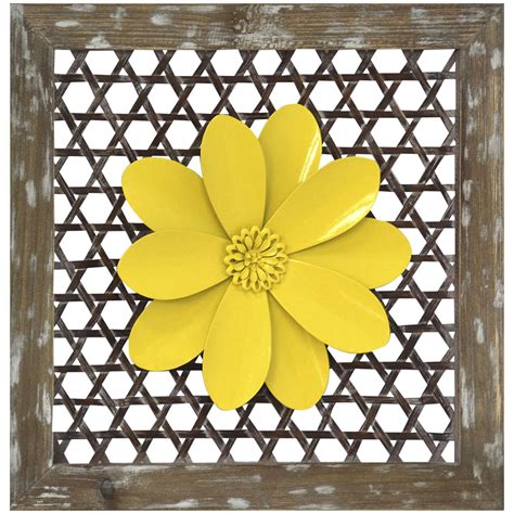 Yellow Metal Flower Framed Wall Art 16 X 16 At Home