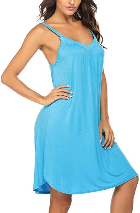 Ekouaer Womens Chemise Wide Strap Sleeveless Nightgown Full Slip Sexy Night Dress Summer Soft