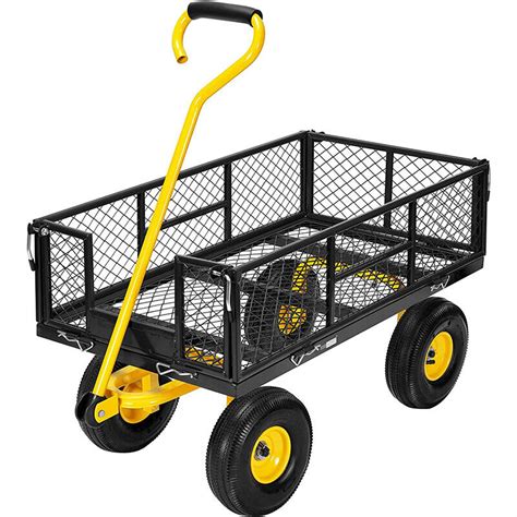 1100lbs Garden Carts Heavy Duty Yard Dump Wagon Cart Steel Lawn Utility