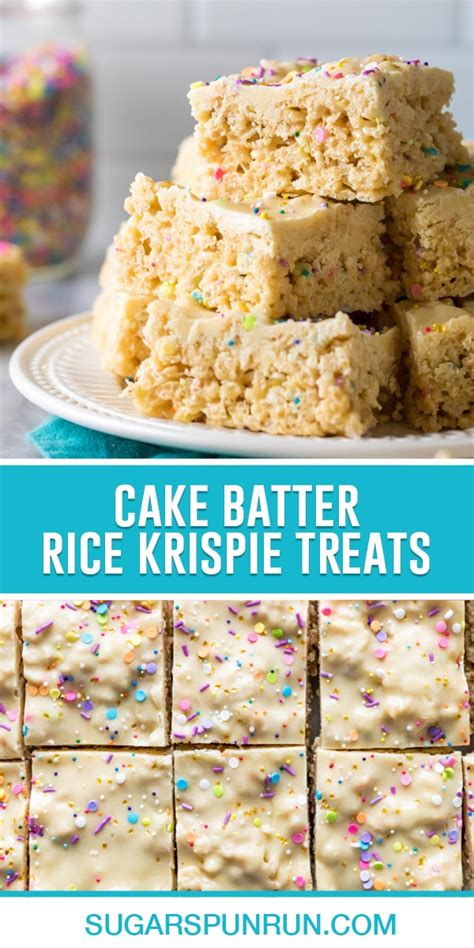 Cake Batter Rice Krispie Treats Sugar Spun Run