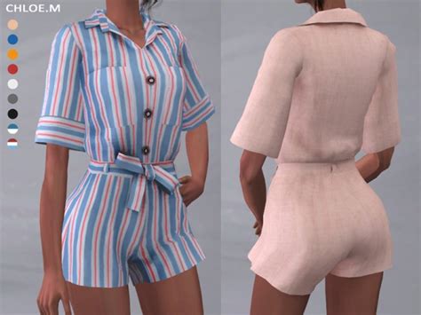 The Sims Resource Short Sleeved Jumpsuits By Chloemmm Sims 4 Downloads