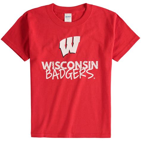wisconsin badgers youth red crew neck t shirt