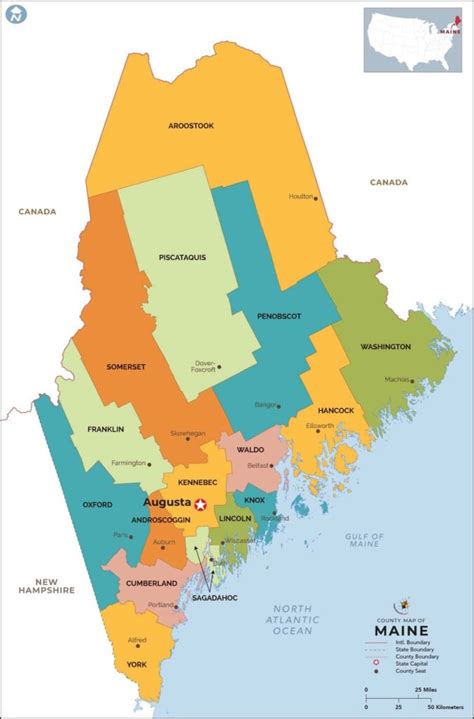 Maine County Map County Map With Cities