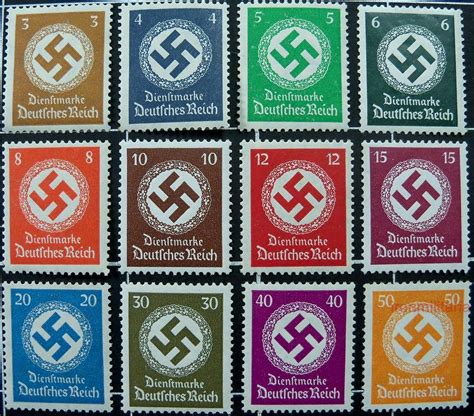 German Official Swastika Stamps 1934 Complete Set Nazi Era Germany