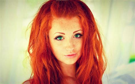 Wallpaper Face Women Redhead Model Portrait Long Hair Green
