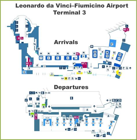 Rome Airport Terminal 3 Map Fco Airport Map Terminal 3 Lazio Italy