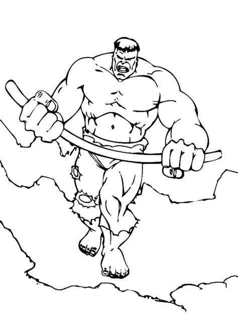 Dibujos infantiles para colorear – Hulk, para desarrollar movimientos