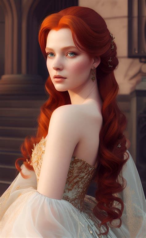 Portrait Painting Of A Redhead Feminine Royal Woman Ultra Realistic