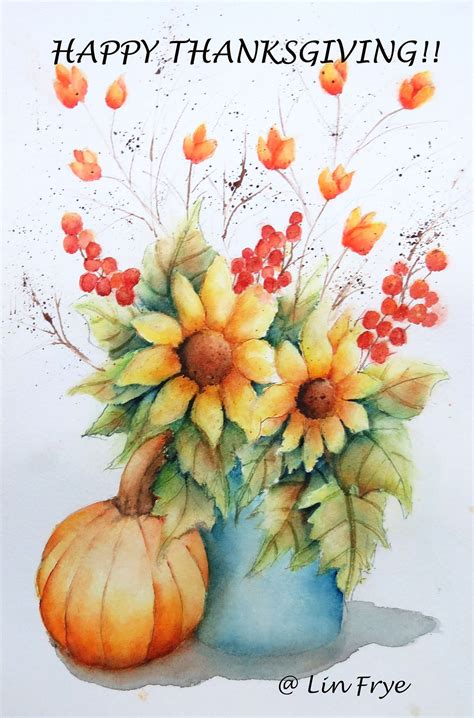 Happy Thanksgiving Floral Watercolor Painting Crafts Autumn Art