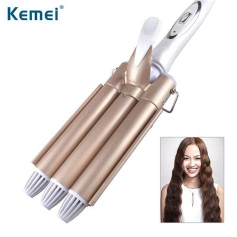 Kemei1010 High Quality 110 240v Hair Curling Iron Ceramic Triple Barrel