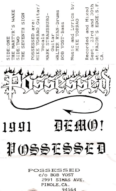 Possessed 1991 Demo Encyclopaedia Metallum The Metal Archives