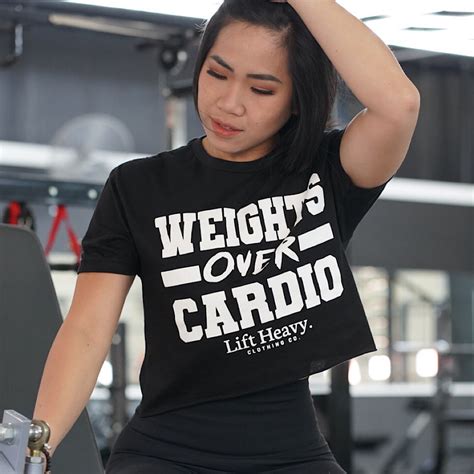 Weights Over Cardio Cropped Black T Shirt Lift Heavy Clothing