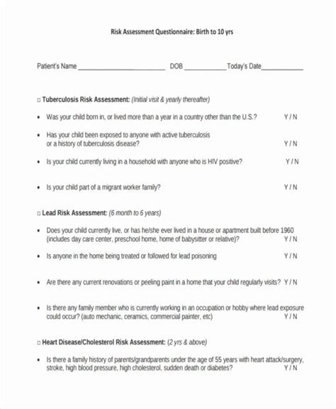Free Risk Assessment Questionnaire Samples In Pdf Examples