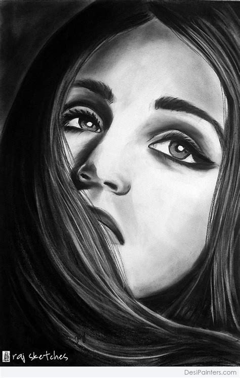 Girl Pencil Sketch By Raj Abhishek Rajput