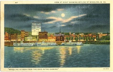 Wheeling Wv The Wheeling Skyline Under The Moonlight 1939 Ebay