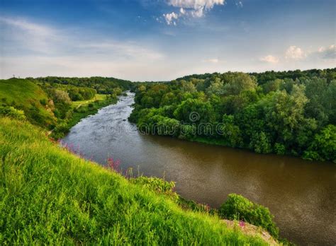 Spring Morning Dawn In The Valley Of A Picturesque River Stock Image