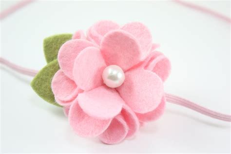 Felt Flower Headbands Light Pink Felt Flower With Pearl Baby