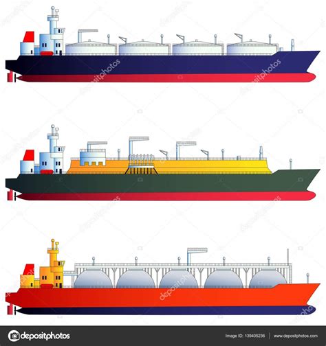 Oil Tanker And Gas Tankers Lng Carriers Vector Illustration Stock