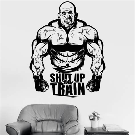 Vinyl Wall Decal Gym Muscled Bodybuilding Quote Stickers Unique T