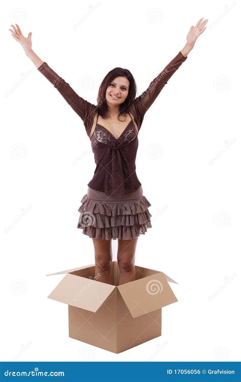 Woman In Box Stock Photo Image Of Packaging Open Female 17056056