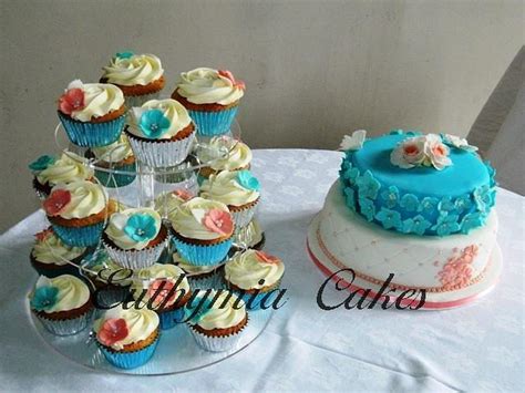 Coral And Turquoise Wedding Cake Cake By Eva Cakesdecor