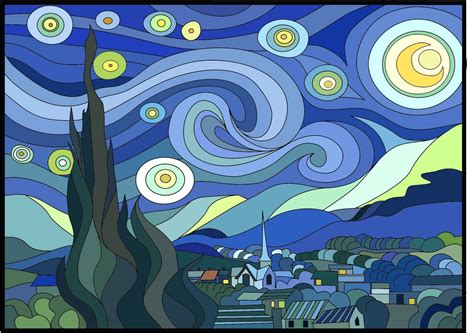 Van Gogh Starry Night Mural Art Project Pintura Y Dibujo Obras De