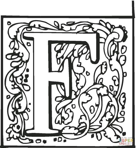 Letter F with Ornament coloring page  Free Printable Coloring Pages