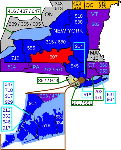 607 Area Code Map