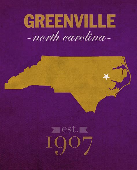 East Carolina University Pirates Greenville Nc College Town State Map