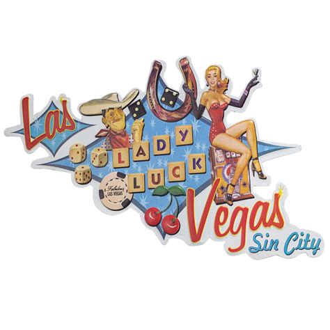 American Art Décor 22 Las Vegas Lady Luck Embossed Metal Sign