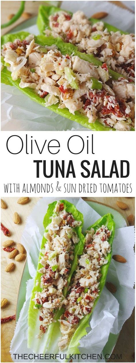 So, let's start with the easy method: Olive Oil Tuna Salad with Almonds + Sun Dried Tomatoes is ...