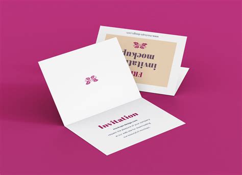 Free A7 Bi Fold Greeting Invitation Card Mockup Psd Set Throughout
