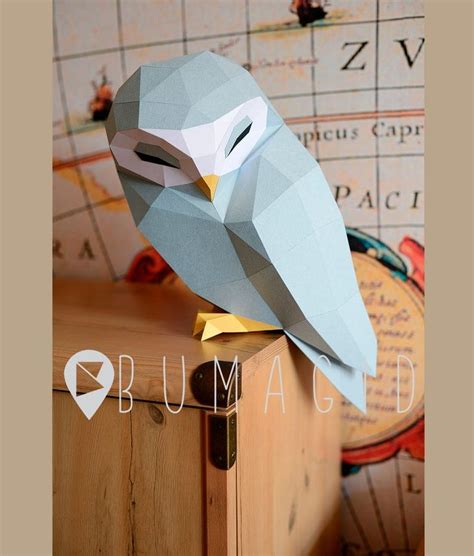 Owl Model Owl Low Poly Owl Sculpture Owl Paper Papercraft Kit Etsy