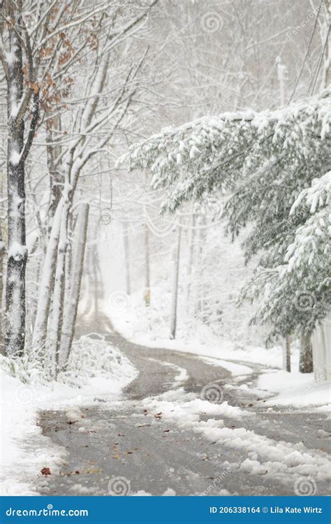 First Snowfall In New England Stock Photo Image Of Looking Street