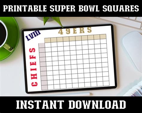 Printable Super Bowl Squares Game Super Bowl 2024 Predictions Super