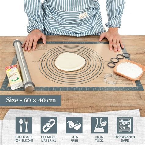 Silicone Baking Mat Sheet Non Slip Pastry Mat With Measurement 40 × 60