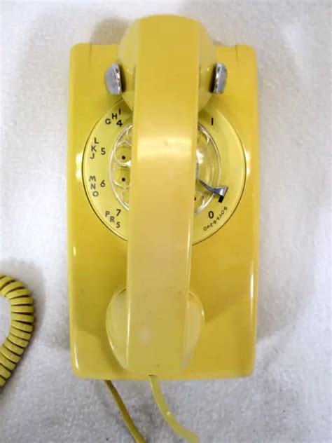 Vintage 1960s Western Electricbell System Yellow Rotary Dial Wall