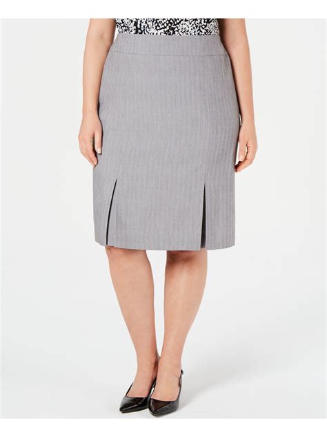 Kasper Kasper Womens Gray Knee Length Pleated Wear To Work Skirt Size