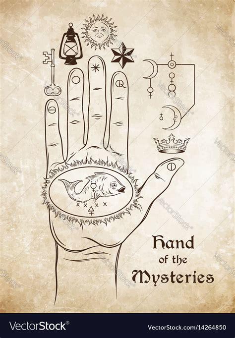 Hand Of The Mysteries The Alchemical Symbol Vector Image