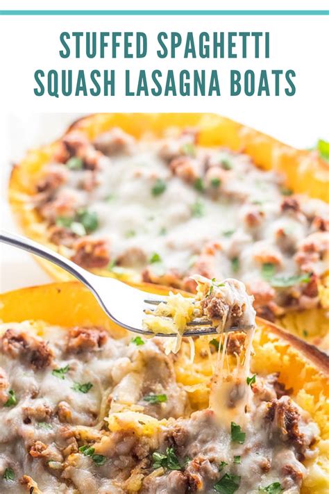 Low Carb Stuffed Spaghetti Squash Lasagna Boats Recipe With Meat