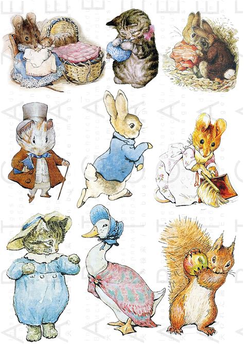Peter Rabbit Collage Sheet Beatrix Potter Nursery Decor Etsy
