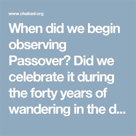 When Did We Begin Observing Passover Did We Celebrate It During The