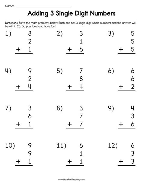 30 Single Digit Addition Worksheets Worksheets Decoomo