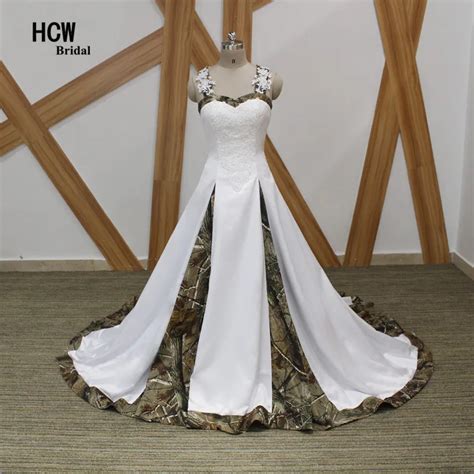 Camouflage Wedding Dress Strapless Appliques Beaded Satin Princess Wedding Dresses 2018 New Plus
